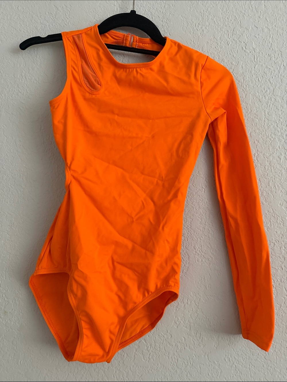 balera Bright Orange One-Shoulder Long Sleeve Kids Leotard
